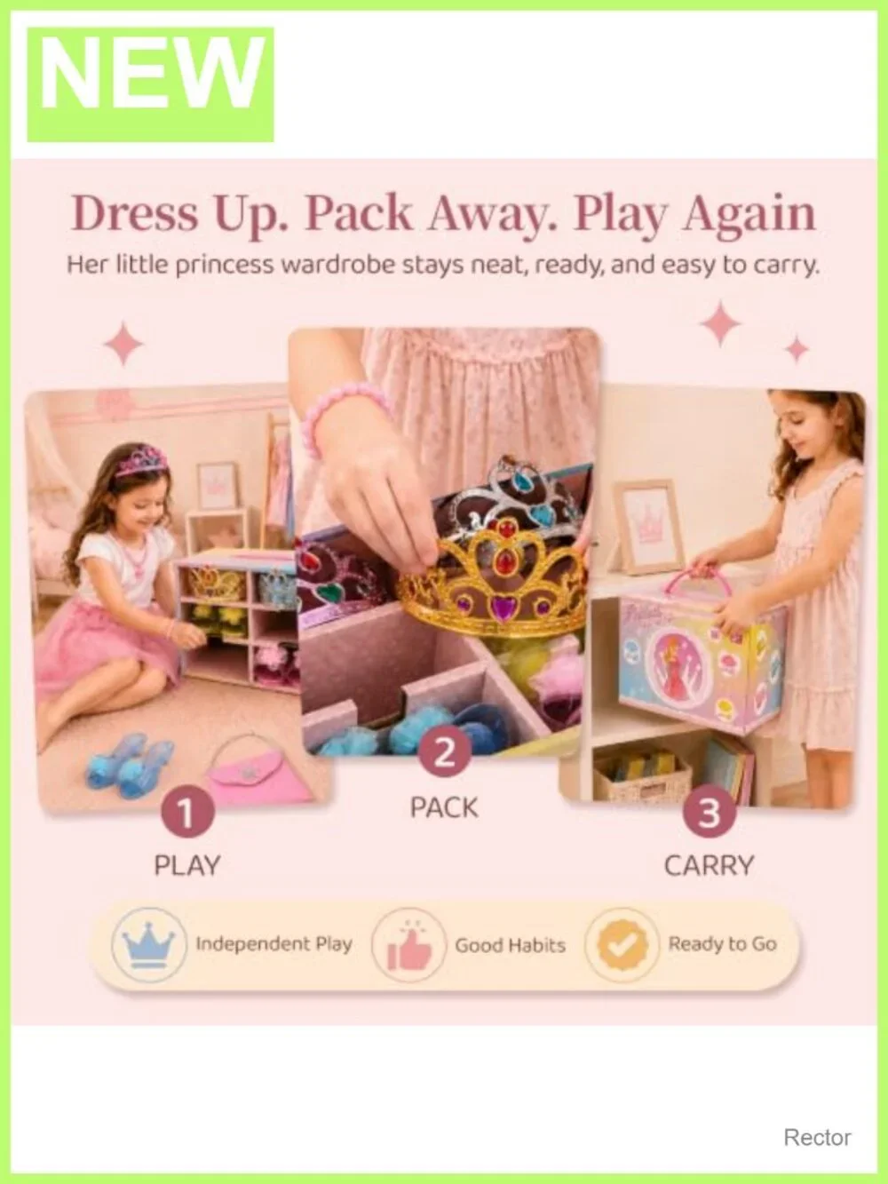 Princess Dress Up Set Girls 3-6 with Heels Skirts Trunk